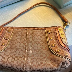 Coach Signature Floral Accent Wristlet